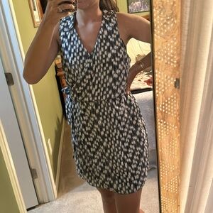 Navy & White pattern mini dress